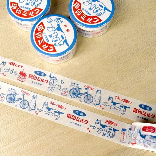 マスキングテープ｜【星羊社】 猫印ミルク 缶バッジ付き 【日本製