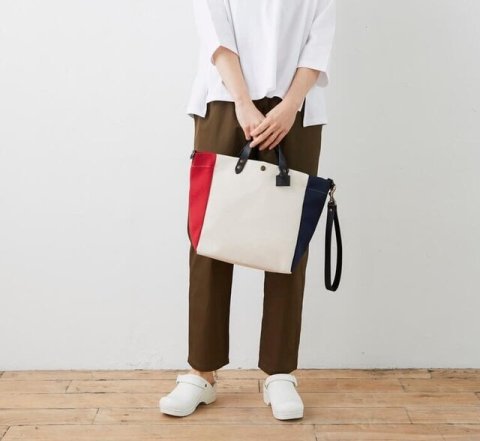 SMALL MINI BEACH BAG-XS/TRICOLOR<br>＜NAVY×WHITE×ROUGE＞