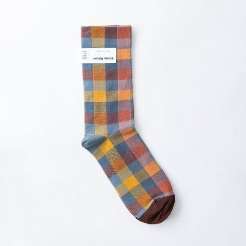 Middle Socks/AT801/L-sepia check