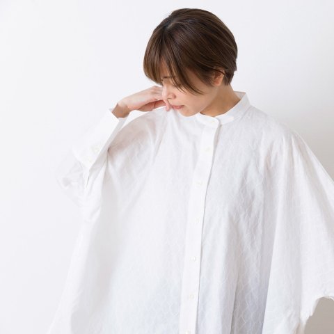 刺繍 ”sitruuna” スタンドカラービッグワイドシャツ