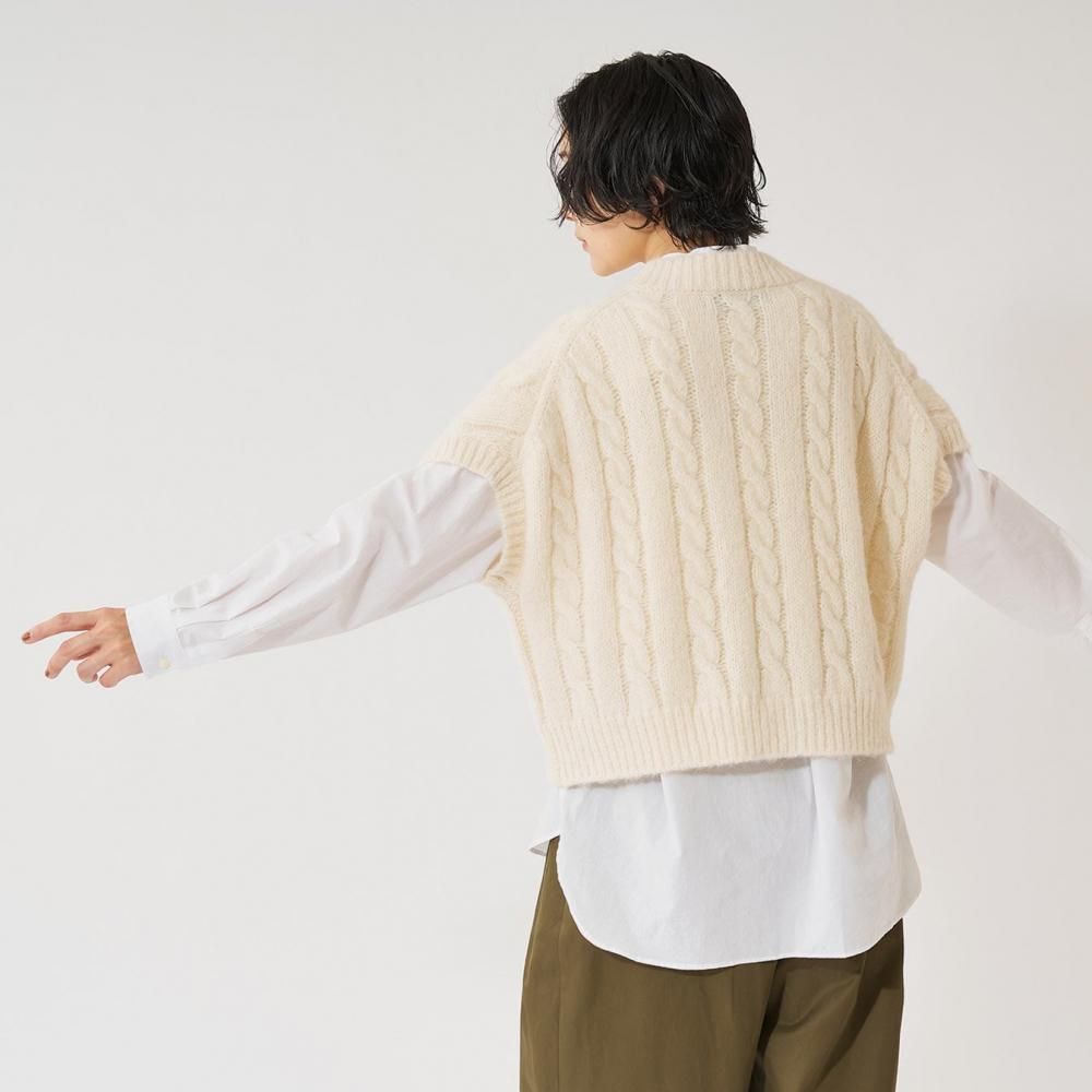 エアーアルパカ ケーブル編みベスト | ニット - STAMPS ONLINE