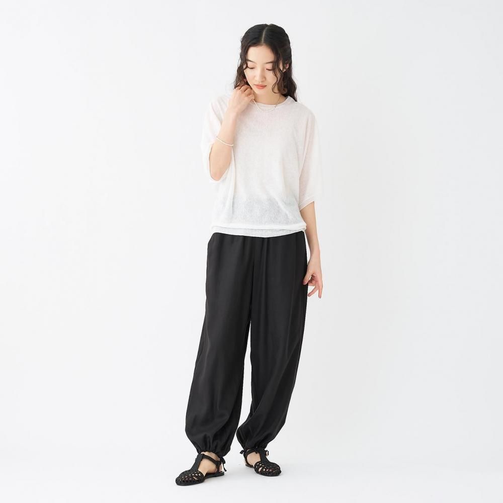 30％OFF]リネンツイルタンブラー 裾ドローストリング付イージー