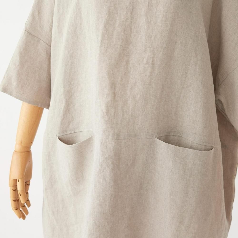 【良品】ARTS＆SCIENCE リネンチュニック リネン100%素材 スタンドカラー チュニック ワンピース 麻 ゆったり