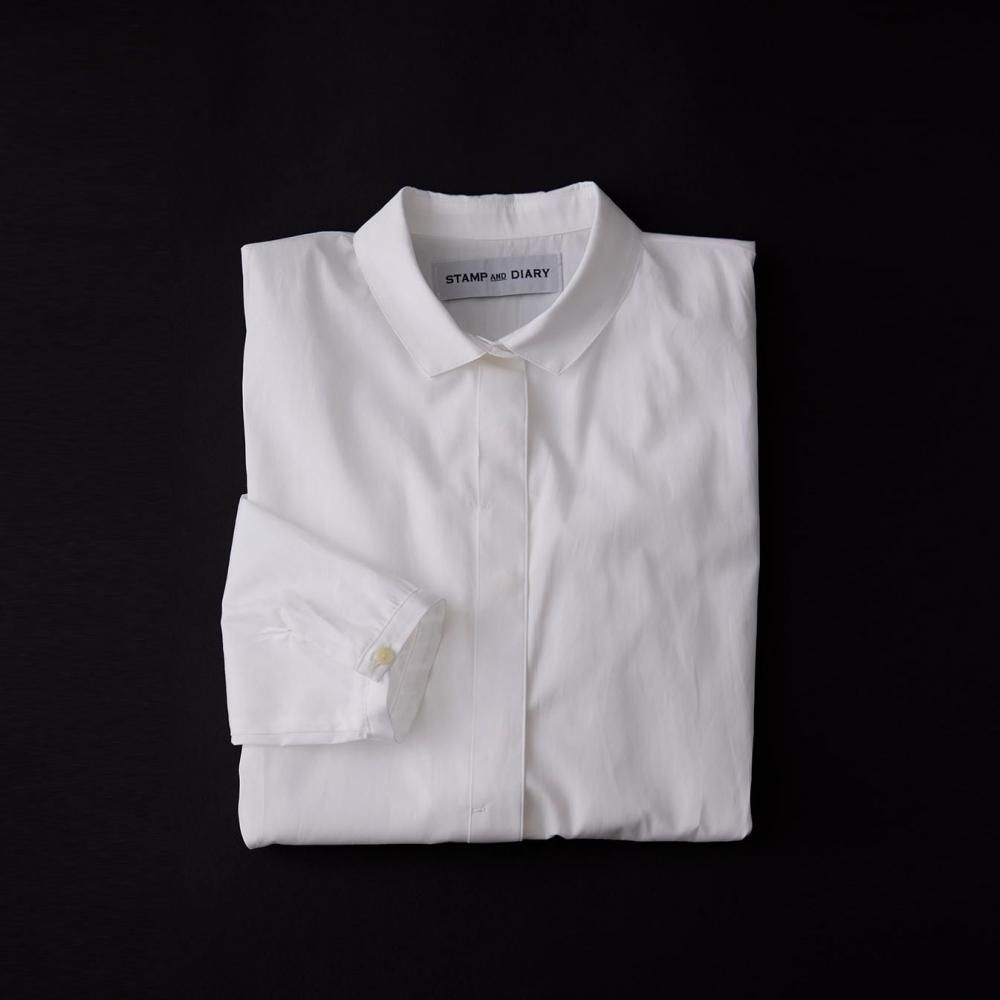 プレミアムクロスギザ | スモールシャツカラーバックタックブラウス