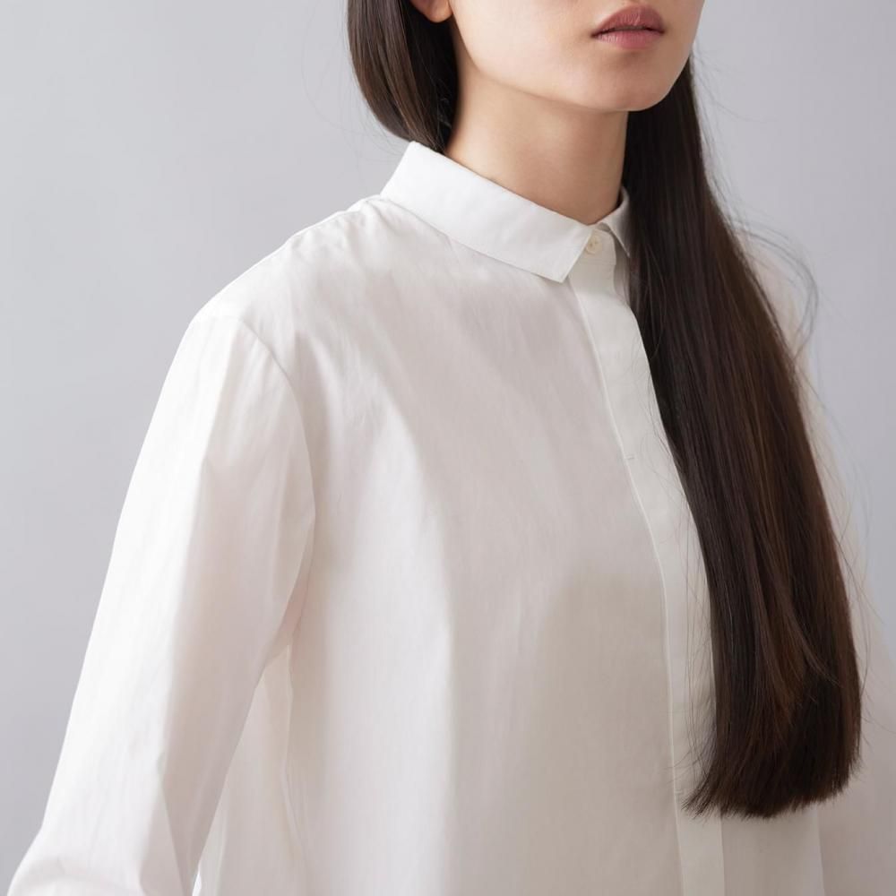 プレミアムクロスギザ | スモールシャツカラーバックタックブラウス