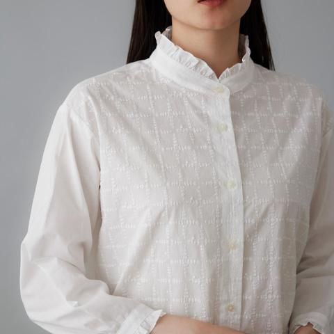 STAMP AND DIARY リネン　バンドカラー　シャツ　ブラウス　黒 STAMP AND DIARY リネン バンドカラー シャツ ブラウス 黒