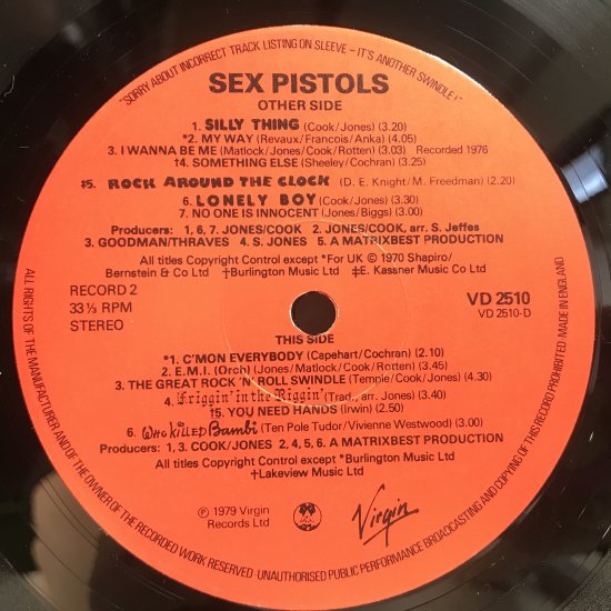 SEX PISTOLS / THE GREAT ROCK'N'ROLL SWINDLE / LP（M） - 中古レコード通販 東京コレクターズ