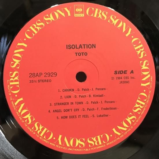 TOTO / アイソレーション ISOLATION / LP 28AP 2929 - 中古レコード