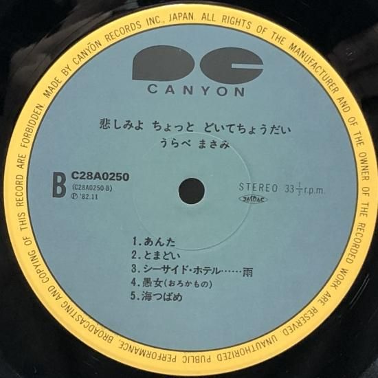 未確認アーティストのレコード うらべまさみ（浦部雅美） / 悲しみよ ちょっと どいて