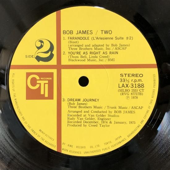 ボブ・ジェームス BOB JAMES / 2 TWO / LP LAX-3188 - 中古レコード