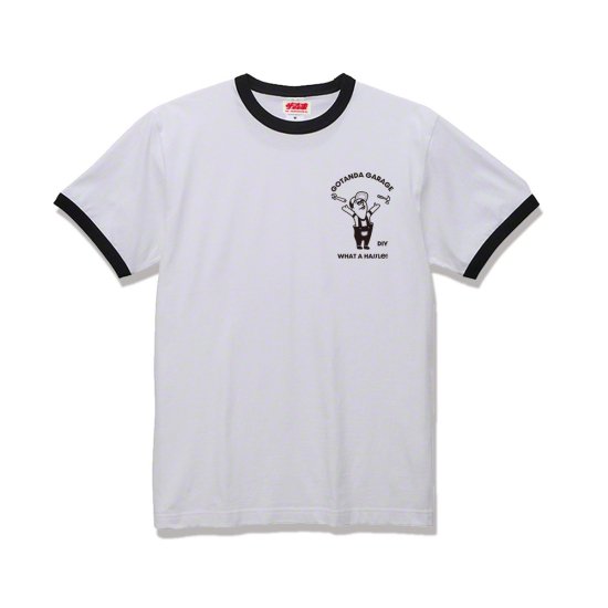 GOTANDA GARAGE RINGER T-Shirts (White x Black) - MORIHIGASHI inc.