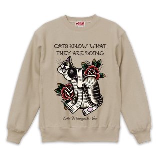 Cats Knows All Crew Neck 12oz. Heavy Sweat (Sand Beige)