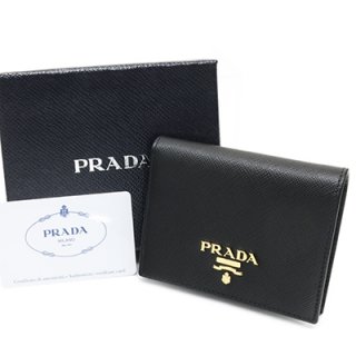 PRADA プラダ 1MV204 QWA F0002 NERO SAFFIANO METAL スナップ開閉式財布 コンパクト