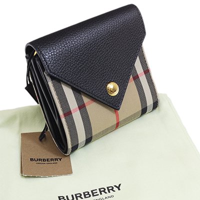 BURBERRY バーバリー 8026114 A1189 LILA リラ ヴィンテージチェック×ブラック 小銭入れあり コンパクト財布 三つ折り財布 レディース財布