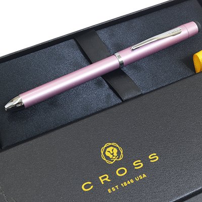 CROSS クロス テックスリー プラス AT0090-6 フロスティピンク 黒・赤ボールペン シャープペン（0.5mm）ツイスト式 マルチペン スタイラスパーツ付き