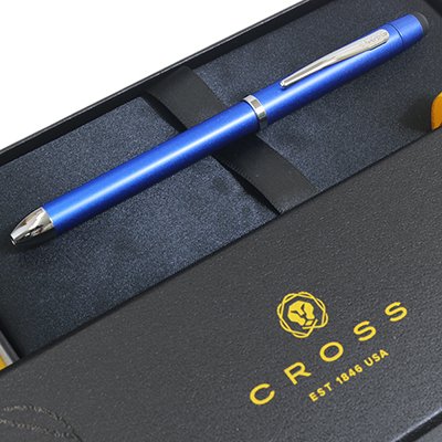 CROSS クロス テックスリー プラス AT0090-8 メタリックブルー 黒・赤ボールペン シャープペン（0.5mm）ツイスト式 マルチペン スタイラスパーツ付き