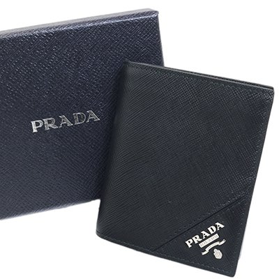 PRADA プラダ 2MO008 QME F0002 SAFFIANO METAL NERO ブラック シルバー色金具 二つ折り財布 スリム 小銭入れあり
