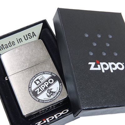 ZIPPO ロゴメタル　クロームバレル　ユーズド仕上げ　ジッポー　新品　送料無料