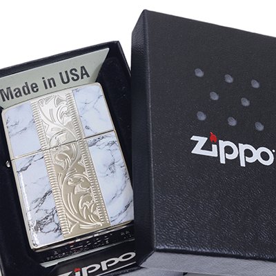 ZIPPO ジッポー 2NWT-W MARBLE&ENGRAVE 大理石風 アラベスク ニッケルメッキ エッチング オイルライター
