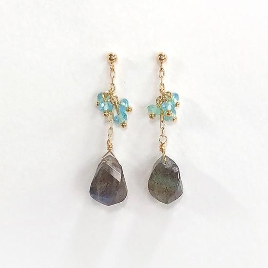 K18ラブラドライトピアス - ジュエルはまオンラインショップ
