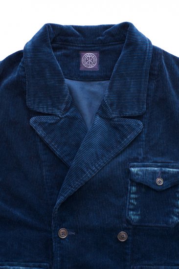 Porter Classic - CORDUROY TAILORED DOUBLE JACKET - BLUE ポーター