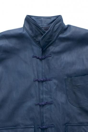 Porter Classic - LEATHER CHINESE JACKET - BLUE - ポーター Porter Classic - LEATHER CHINESE JACKET - BLUE - ポーター