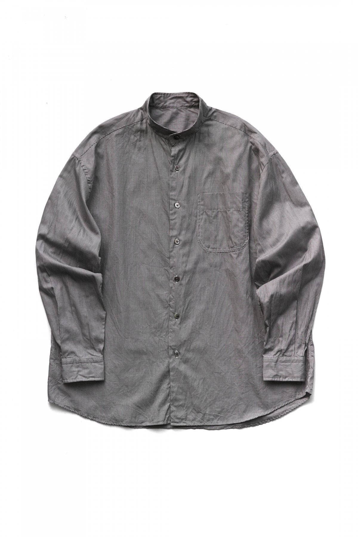 SWISS COTTON STAND COLLAR CHECK SHIRTJAPAN