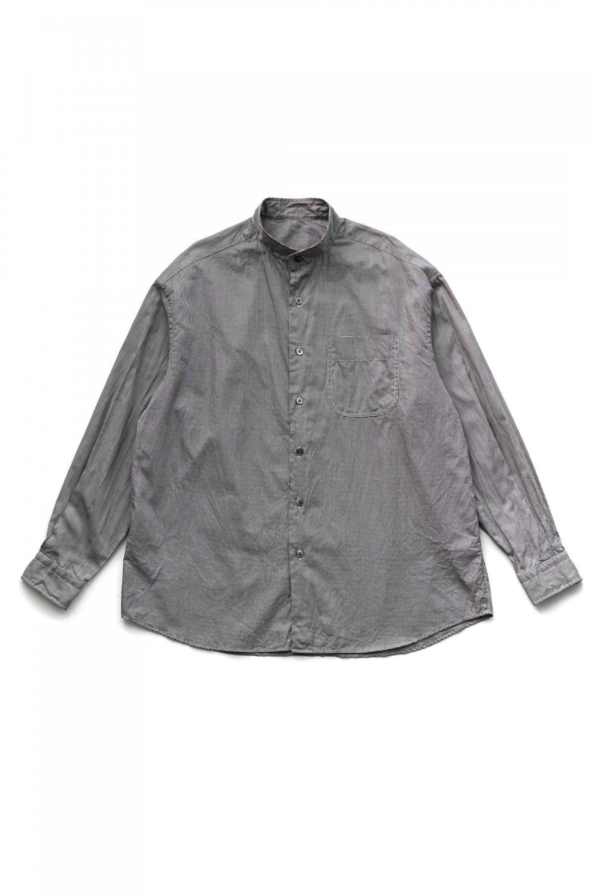 Porter Classic - SWISS COTTON STAND COLLAR CHECK SHIRT Porter Classic - SWISS COTTON STAND COLLAR CHECK SHIRT