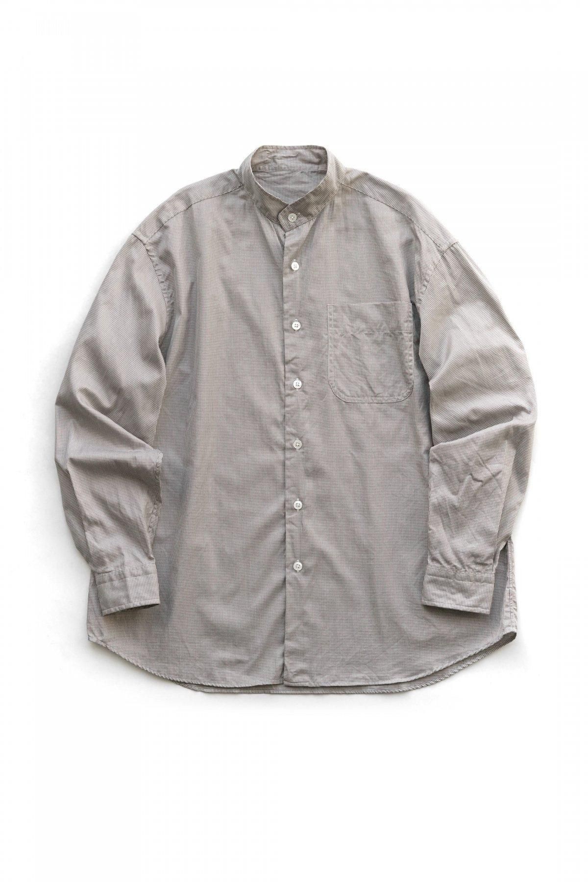 Porter Classic - SWISS COTTON STAND COLLAR CHECK SHIRT (ALUMO ...