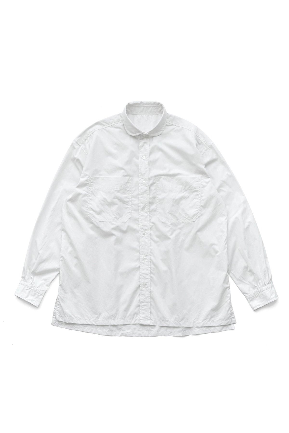 PORTER CLASSIC ポータークラシック 22SS SWISS COTTON WIDE POCKET SHIRT ALUMO FABRIC 160/3 アルモ社スイスコットン ワイドポケット ラウンドカラー 長袖 シャツ ホワイト系 3