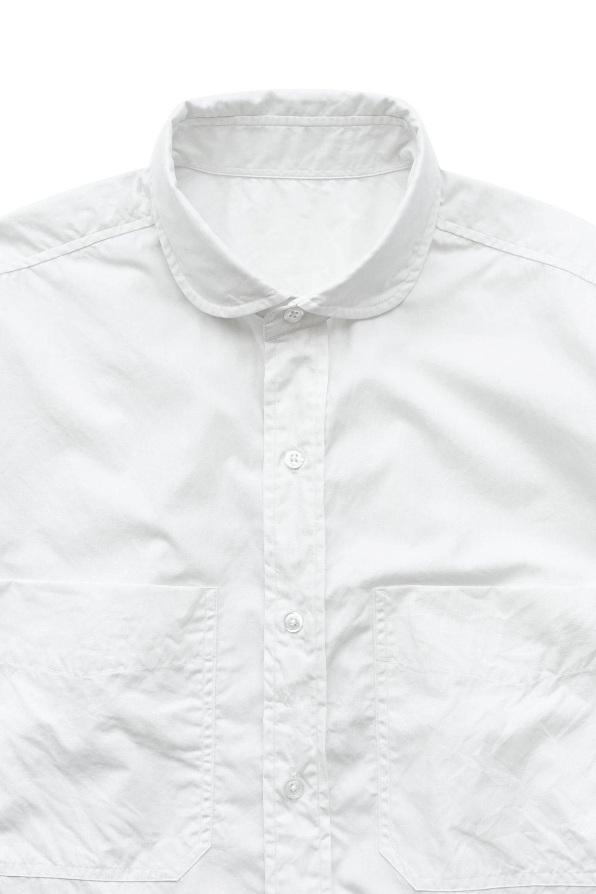 PORTER CLASSIC ポータークラシック 22SS SWISS COTTON WIDE POCKET SHIRT ALUMO FABRIC 160/3 アルモ社スイスコットン ワイドポケット ラウンドカラー 長袖 シャツ ホワイト系 3