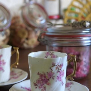 ヴィクトリア時代｜桜のデミタスコーヒーカップ＆ソーサー+コーヒースプーン