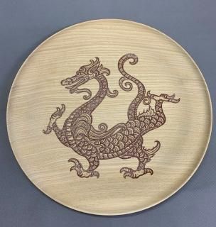 丸盆, 黒漆, すすき,弁柄漆 ,銀紛,漆器,龍,漆絵 丸盆, 黒漆, すすき,弁柄漆 ,銀紛,漆器,龍,漆絵