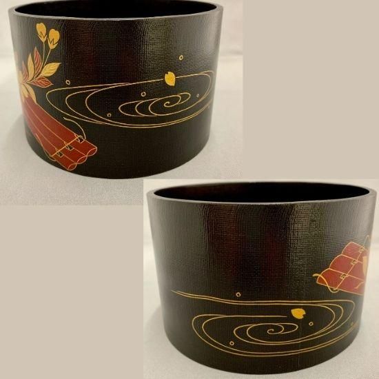 花筏絵 布張漆桶 建水