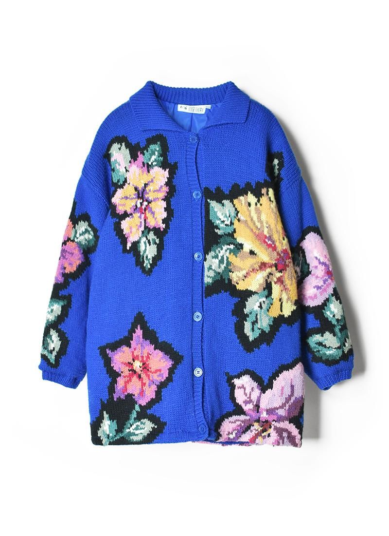 USED Flower Knit Cardigan
