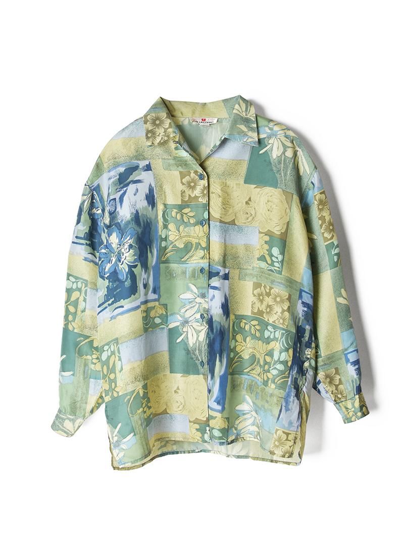 USED Printed Design Silk Shirt 