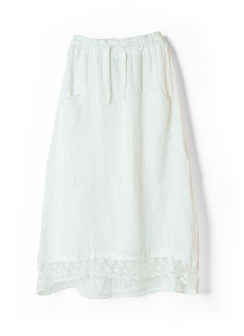 USED Made in Italy Linen Lace Skirt