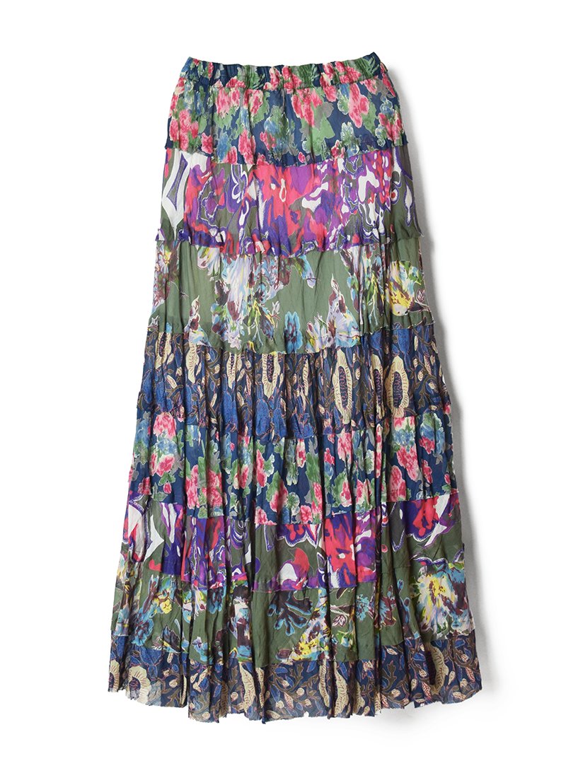 USED Switching Floral Long Skirt
