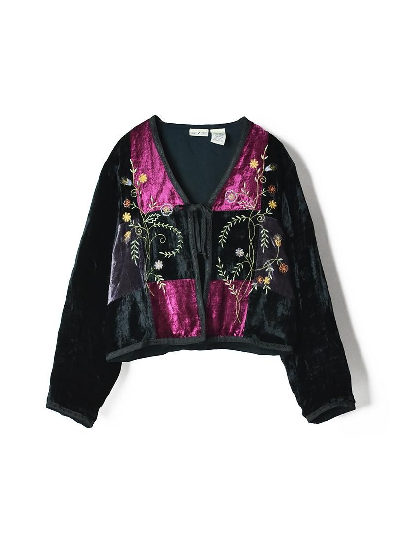 USED Flower Velor Cardigan