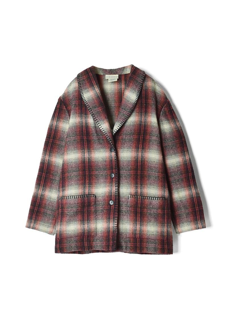 USED Shawl Color Check Jacket