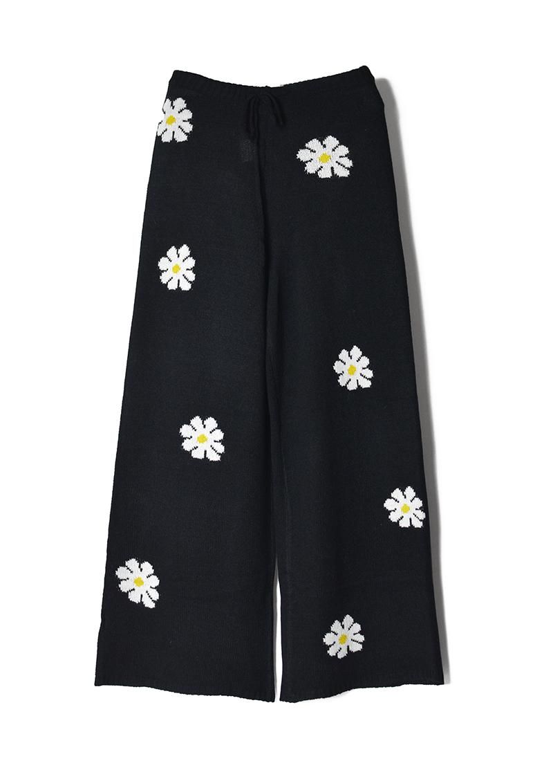 USED Floral Wide Knit Pants 