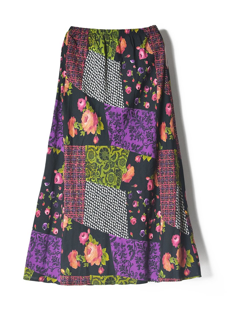 USED Patchwork Print Long Skirt