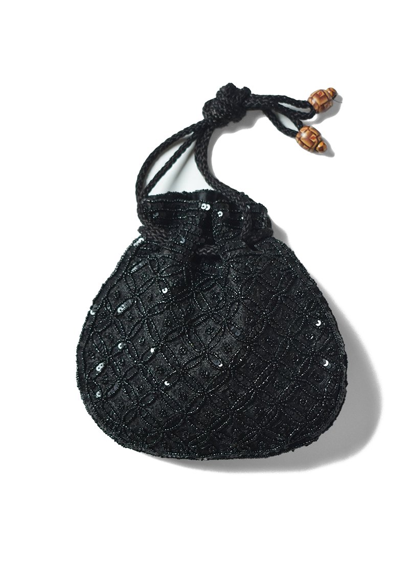 USED Black Bead Pouch