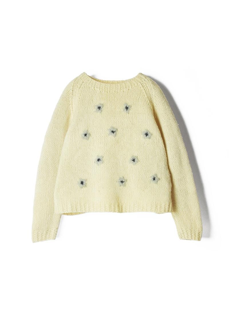 USED Flower Embroidery Wool Knit