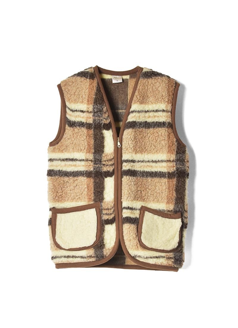 USED Checked Boa Vest
