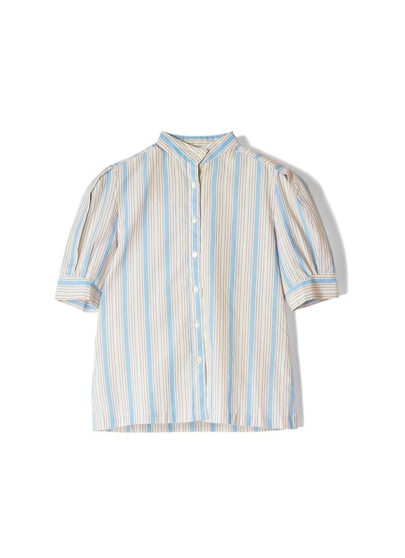 USED Striped Stand Collar Blouse