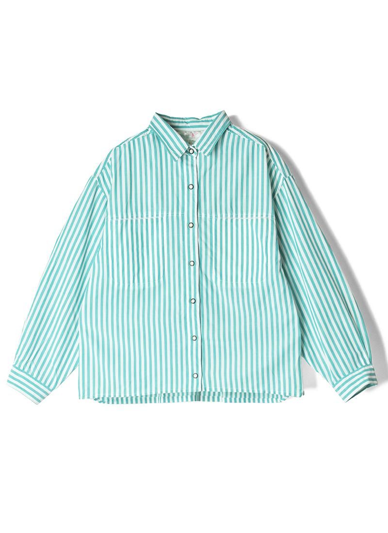 USED Pocket Design Striped Blouse