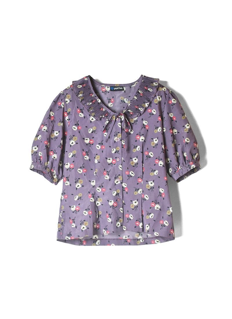 USED Ruffle Neck Floral Blouse No.2