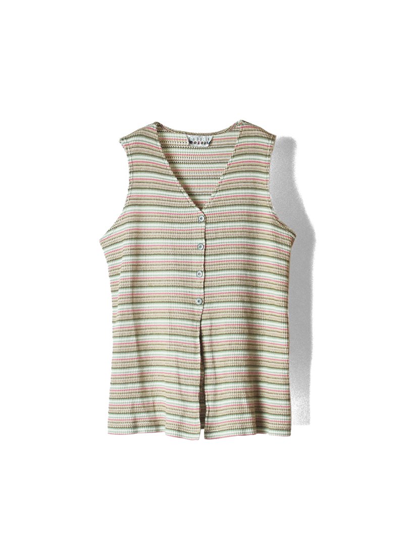 USED Horizontal Striped Knit Vest No.1