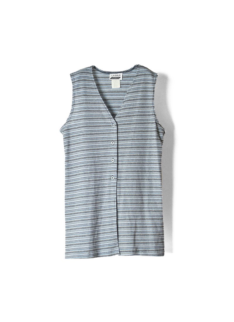 USED Horizontal Striped Knit Vest No.2